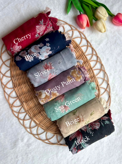 R &S Floral Tulip Cotton Hijabs