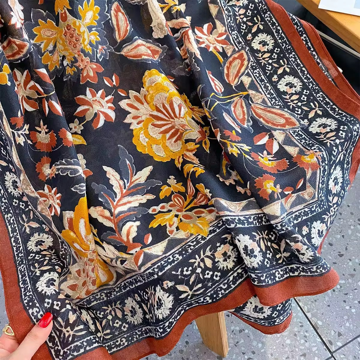 Black Iris Printed Viscose Scarf