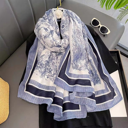 Blue CD Jungle Printed Viscose Scarf