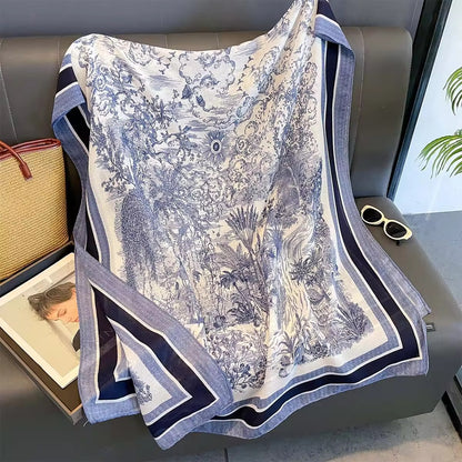Blue CD Jungle Printed Viscose Scarf