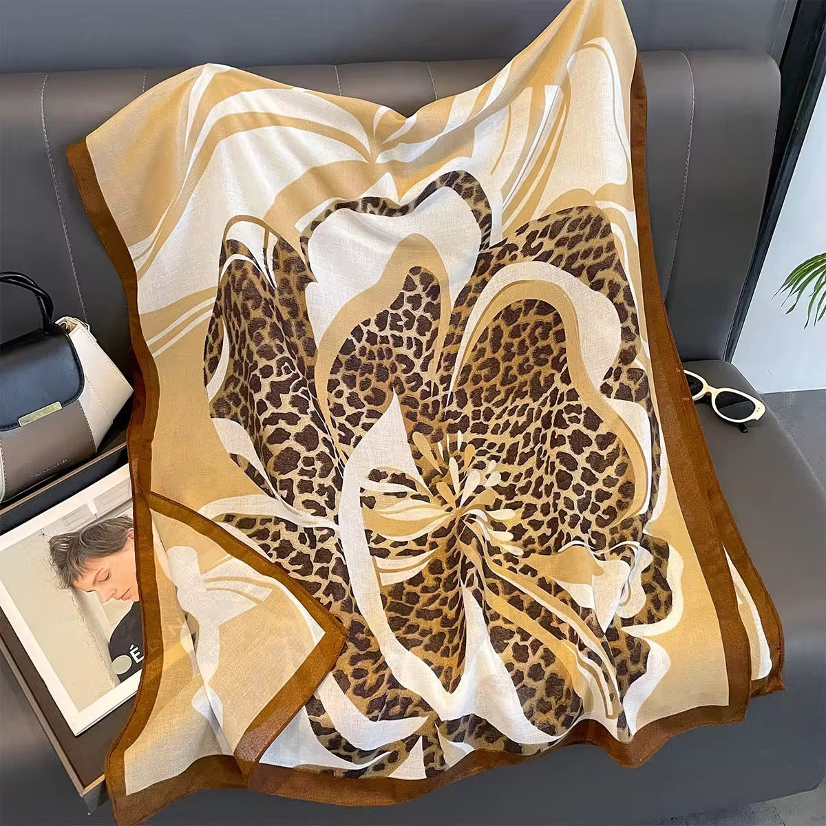 Cheetah Flower Viscose Scarf