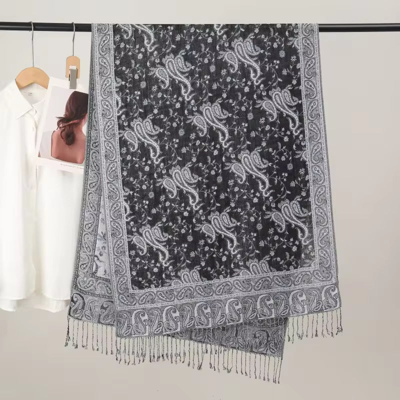 Black Woven Pashmina Shawl Wrap Scarf - Best Seller
