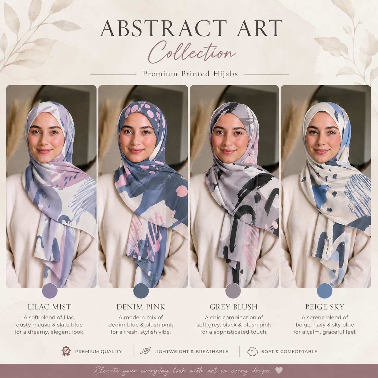 Abstract Art Digital Chiffon Hijabs