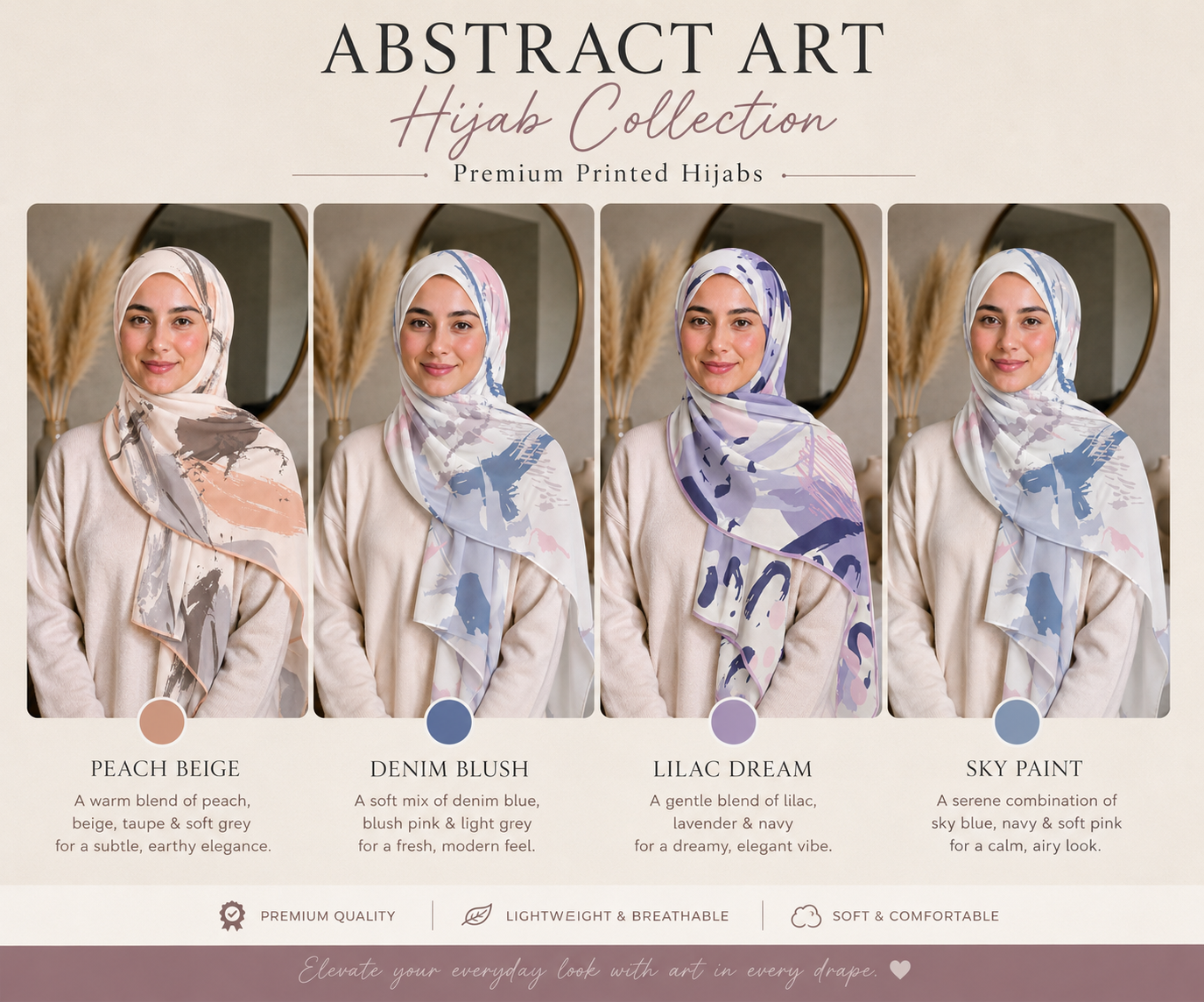 Abstract Art Digital Chiffon Hijabs