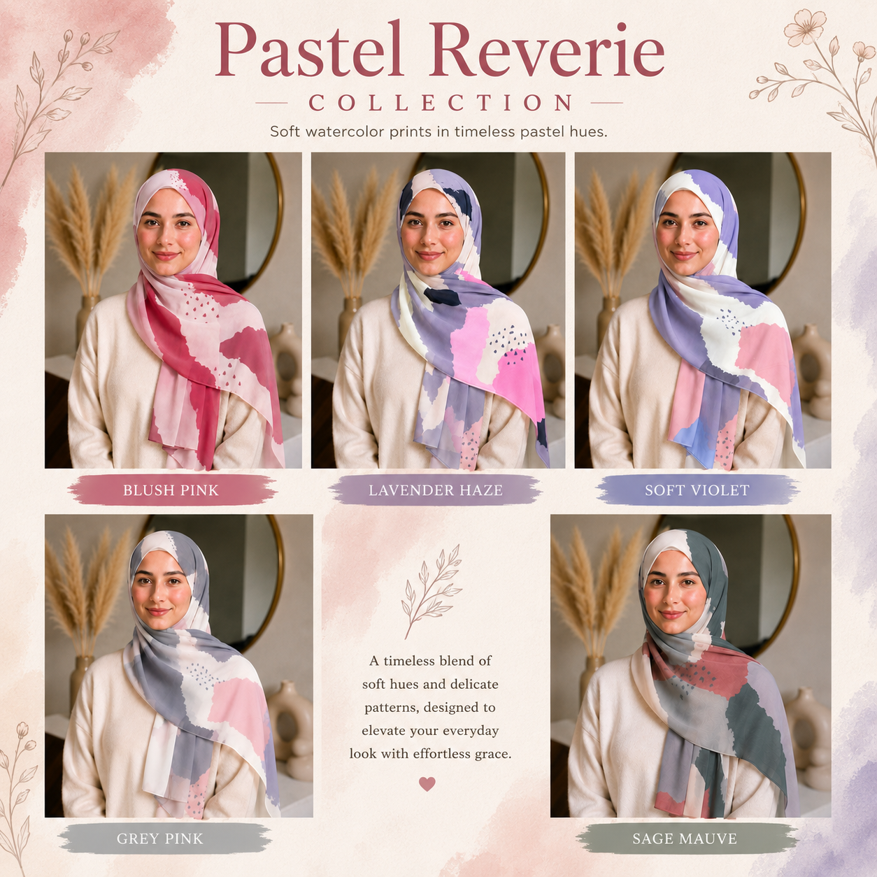 Pastel Reverie Digital Print Chiffon Hijabs