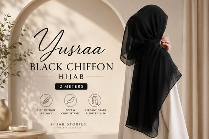 Yusraa Premium Black Chiffon Hijab