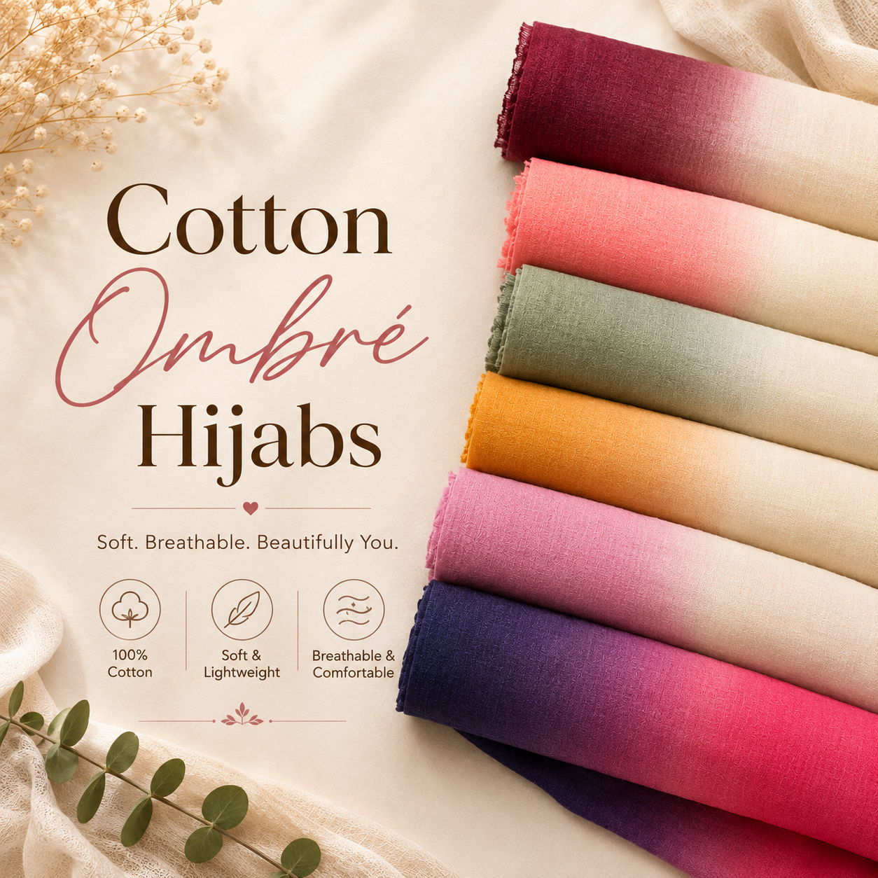 Cotton Ombré Hijabs Monsoon 26’