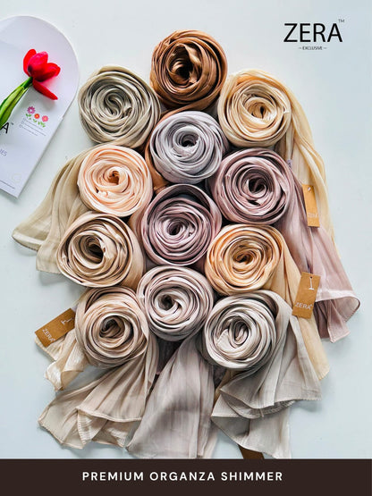 Zera Organza Shimmer Hijabs Dusty Shades