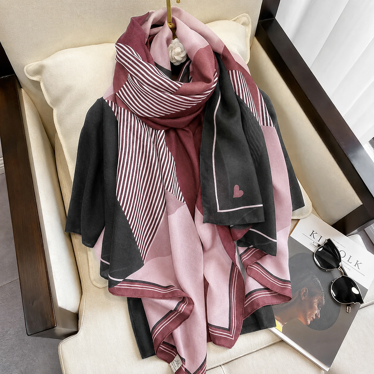 Cozy Burgundy Printed Viscose Scarf