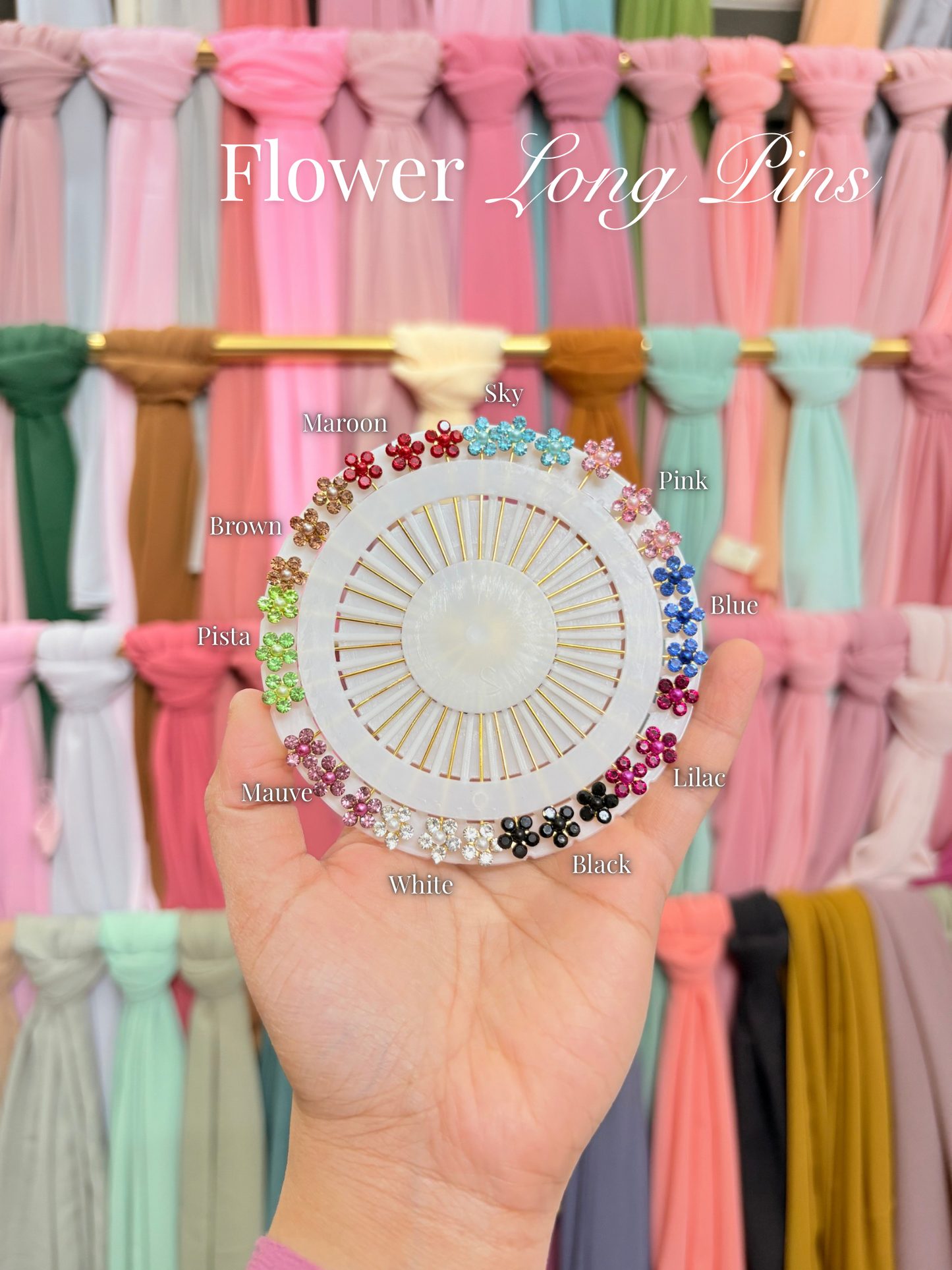 Flower Hijab Long Pins