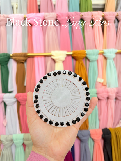 Black Stone Long Hijab Pins