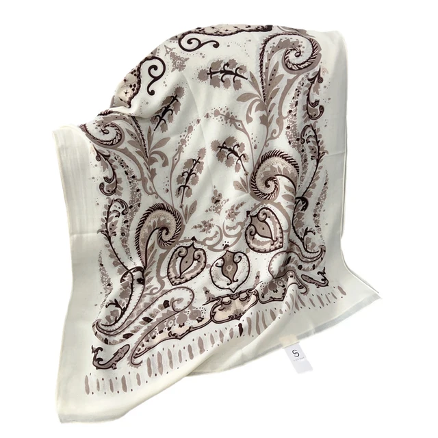 Brown White Mehendi Printed Viscose Scarf