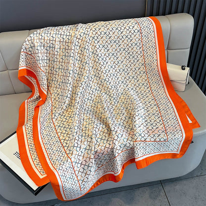 Tara Orange Printed Silk Scarf Summer Edition 26'