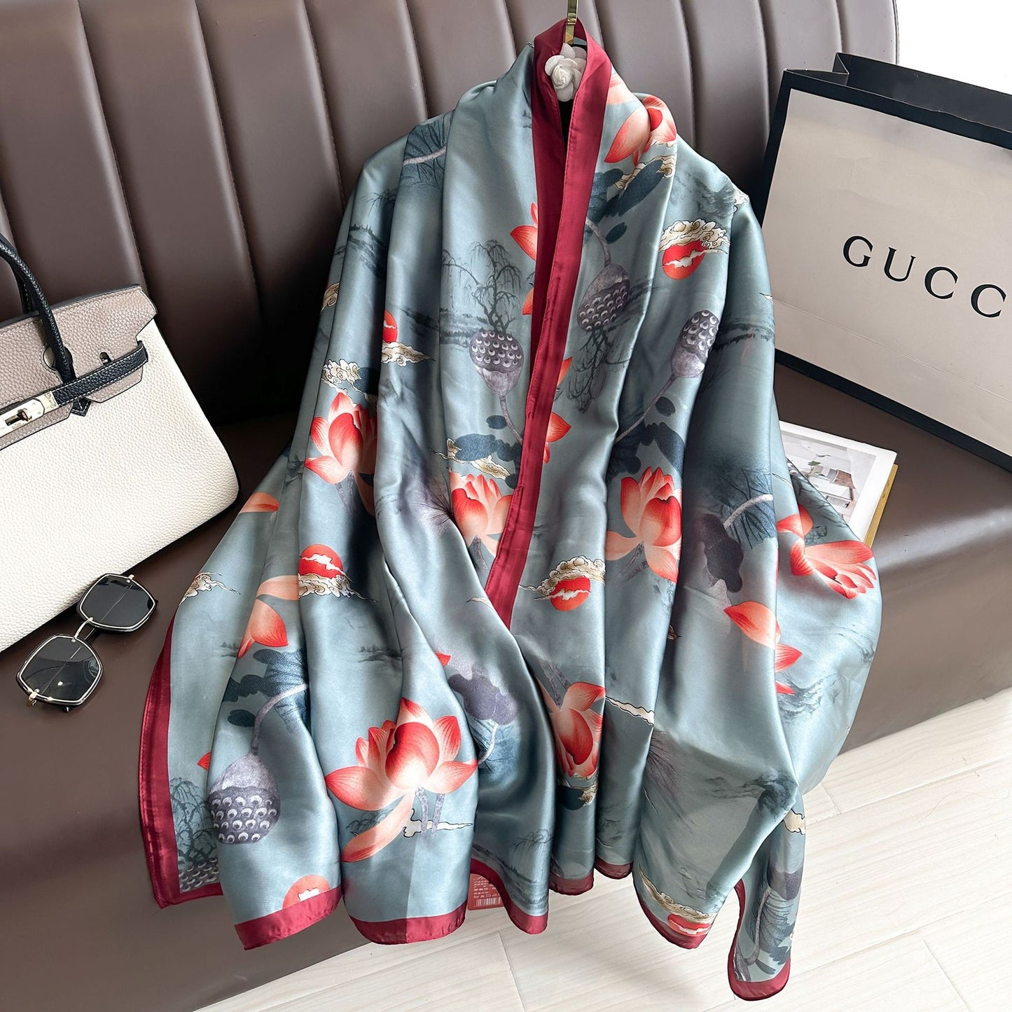 Sun Set Winter Printed Silk Scarf