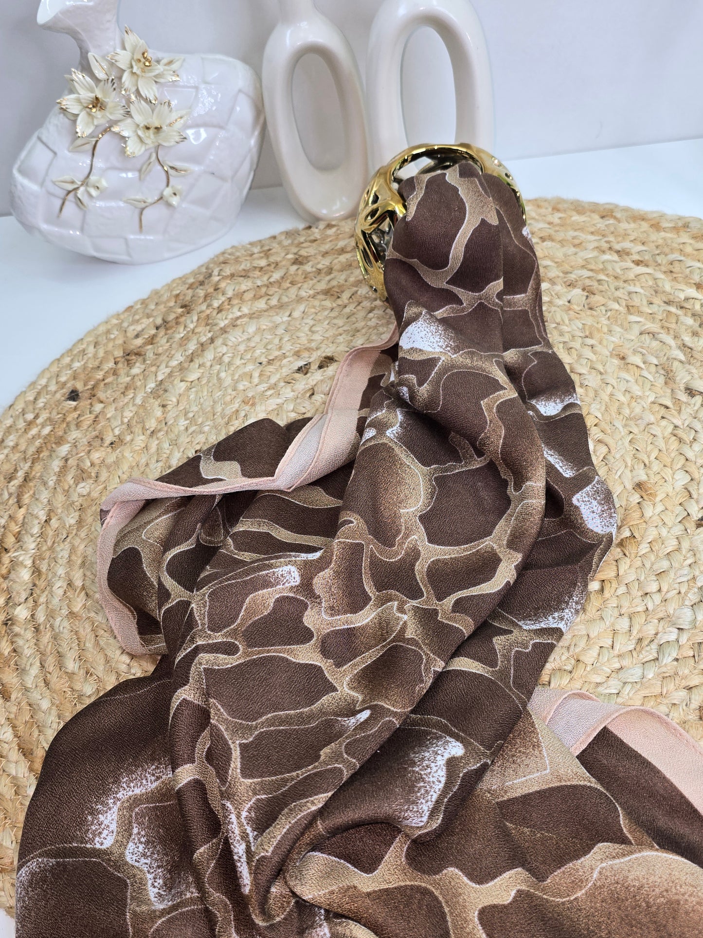 Brown Desert Printed Viscose Scarf