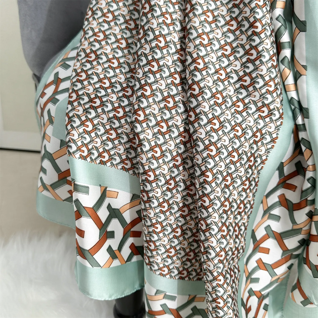 Green Ziva Abstract Printed Silk Scarf Summer Edition 26'
