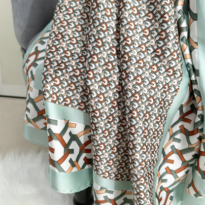 Green Ziva Abstract Printed Silk Scarf Summer Edition 26'