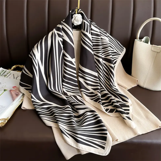 Cream Prairie Vintage Print Silk Square Scarves 70 CM