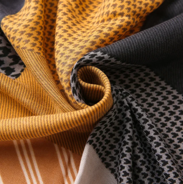 Mustard Check Printed Viscose Scarf