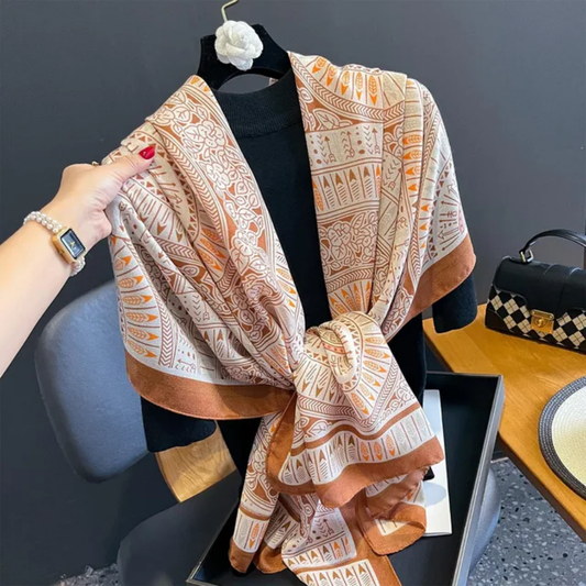 Tangerine Batik Arrow Printed Viscose Scarf