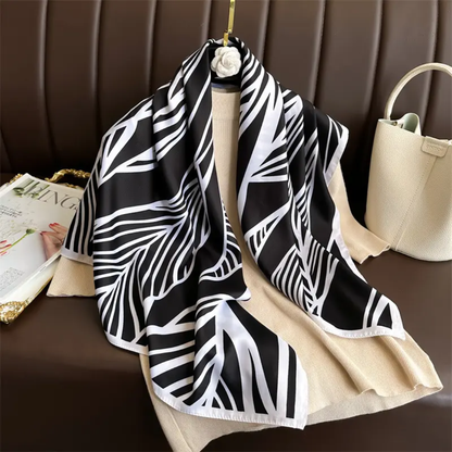 White Prairie Vintage Print Silk Square Scarves 70 CM
