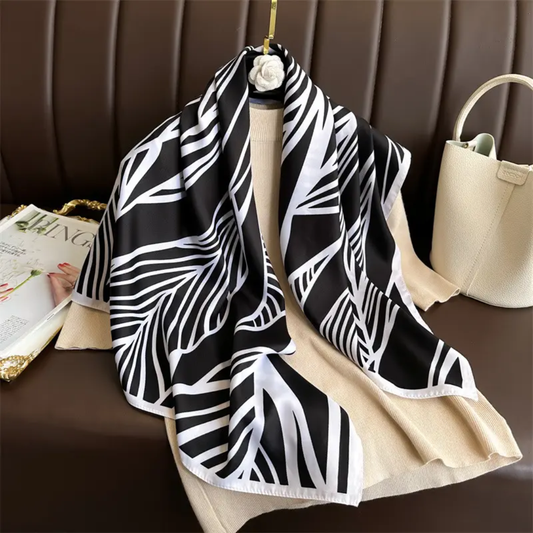 White Prairie Vintage Print Silk Square Scarves 70 CM