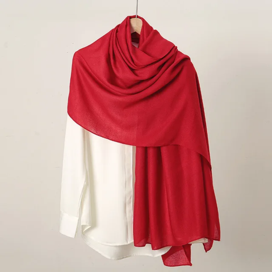 Dark Red Premium Plain Viscose Cotton Scarves