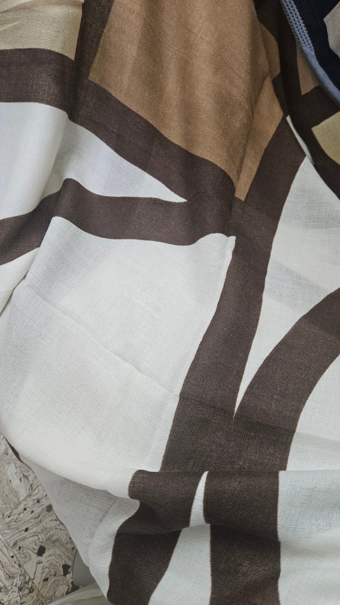 Brown Comic Echo Printed Viscose Scarf