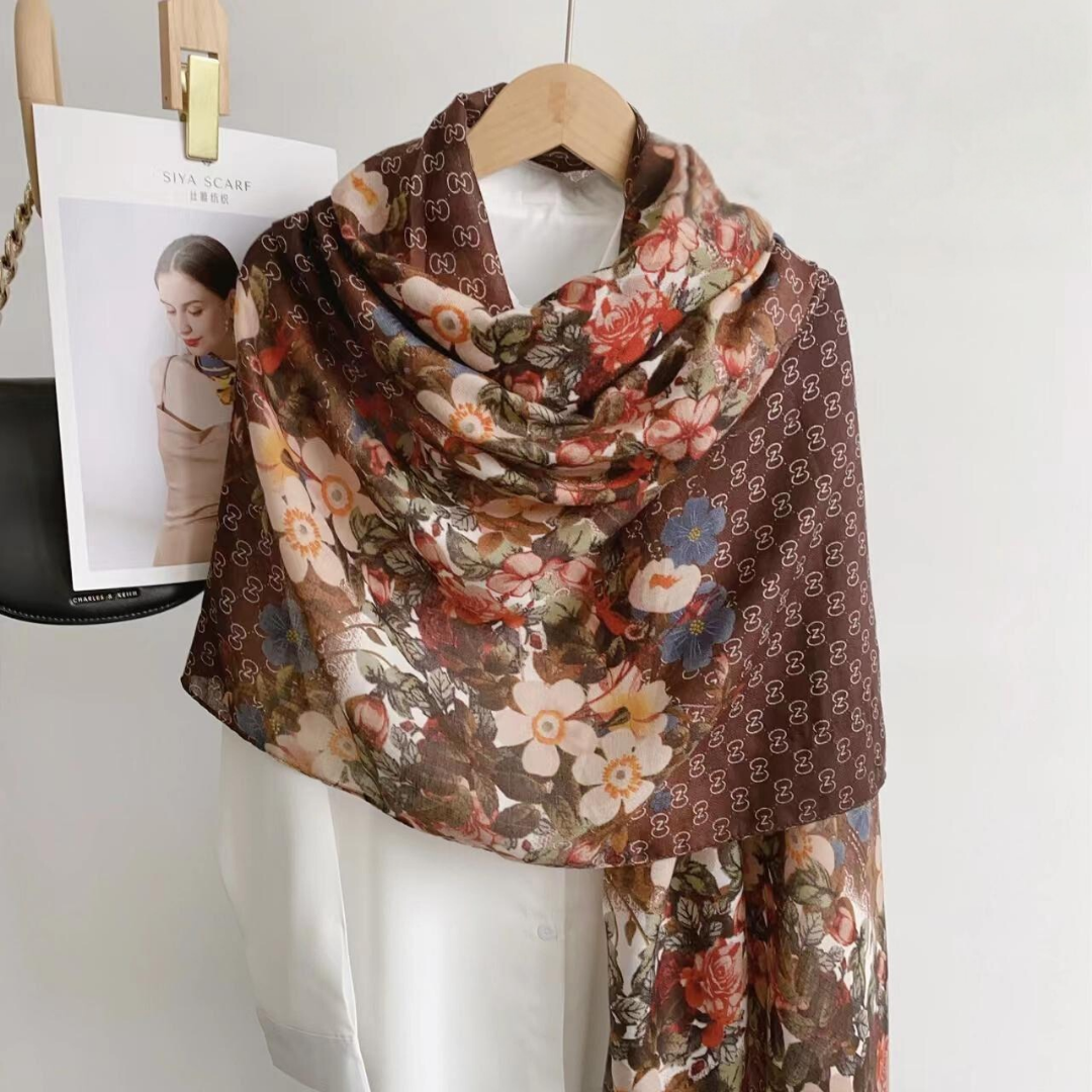 Coco Ink Floral Printed Viscose Scarf