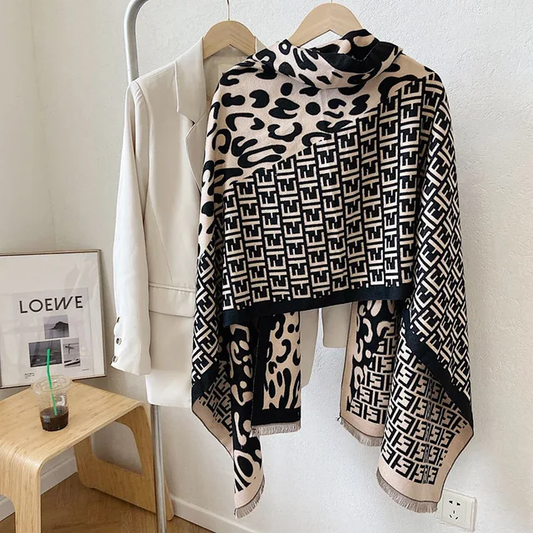 E Animal Brown Black Brand Printed Winter Shawls