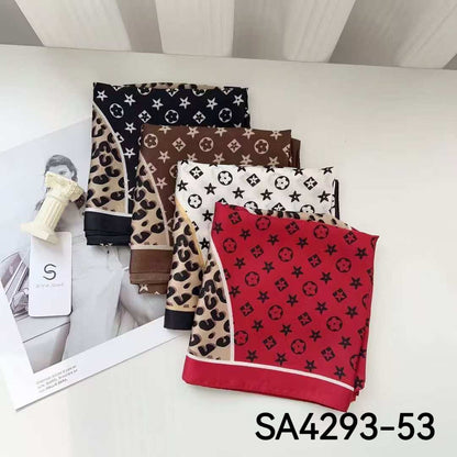 Red Star Animal Print Silk Square Scarves 70 CM