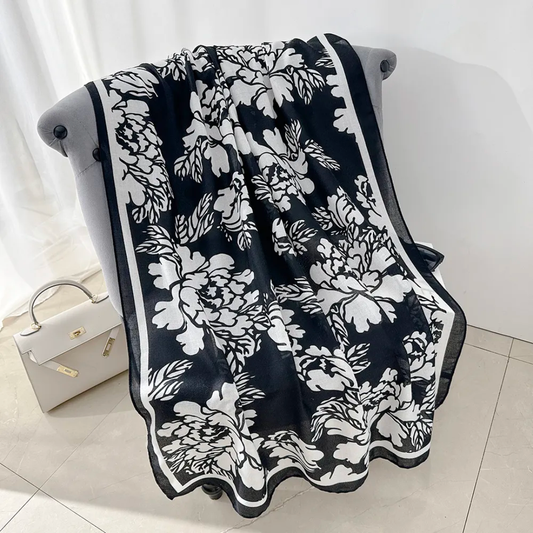 Black White Pan Viscose Scarf