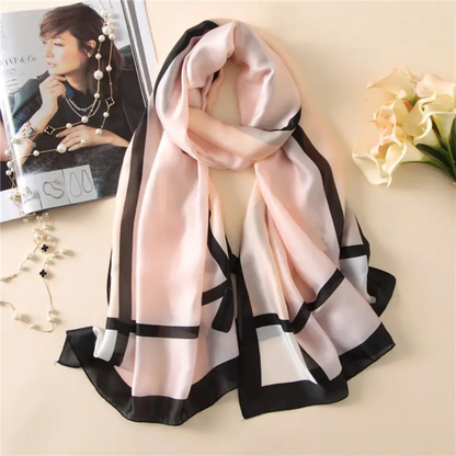 Peach Square Printed Silk Scarf