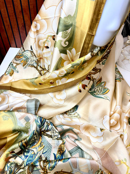 Orchid Bloom Printed Silk Scarf