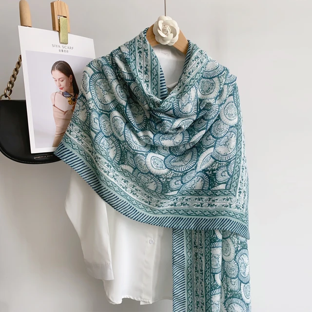 Blue Batik Printed Viscose Scarf