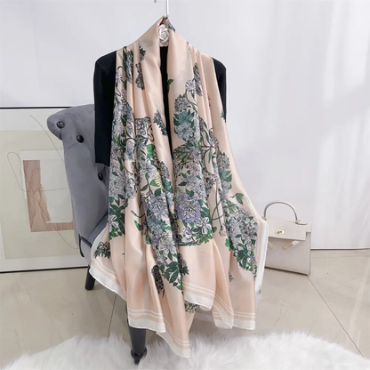 Dusty Tropical Escape Printed Silk Scarf