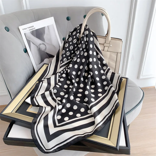 Letters Dot Silk Square Scarves 70 CM