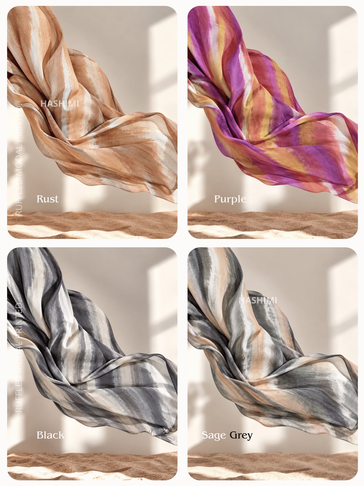 Coral Ruffled Modal Printed Hijabs