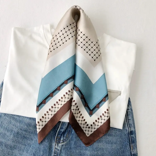 Canyon Classic Teal Print Silk Square Scarves 70 CM
