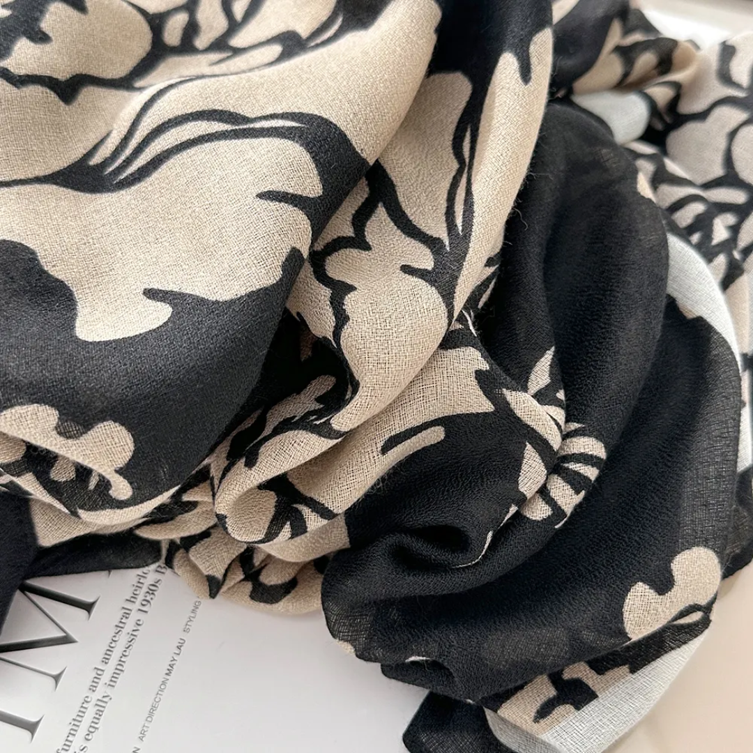 Black Coffee Pan Viscose Scarf