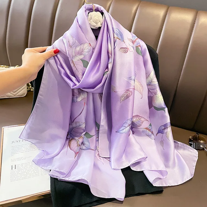 Spring Lavender Printed Silk Scarf