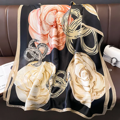 Dreamweaver BlackPrinted Silk Scarf
