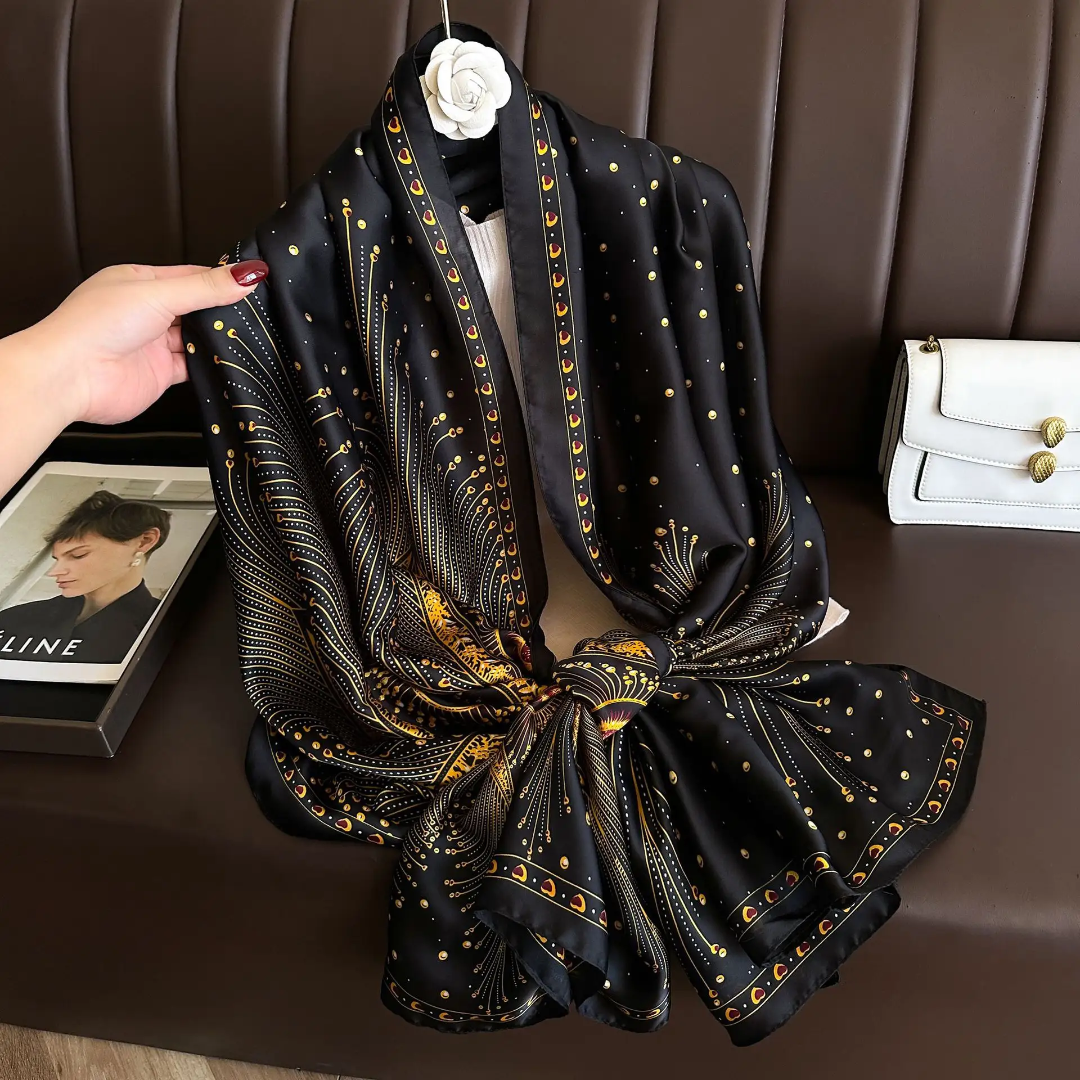 Peacock Bloom Printed Silk Scarf