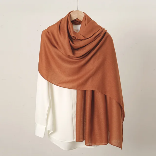 Burnt Brown Premium Plain Viscose Cotton Scarves