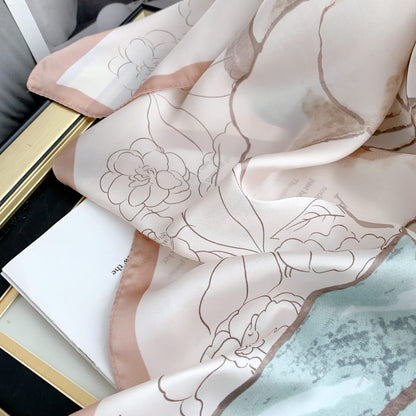 Rose Silk Square Scarves 70 CM