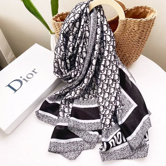 Black Brand Printed DC Silk Scarf