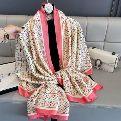 Tara  Peach Printed Silk Scarf Summer Edition 26'