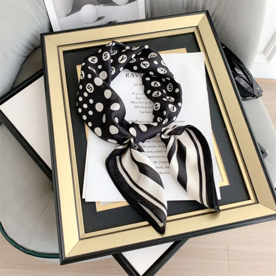 Letters Dot Silk Square Scarves 70 CM