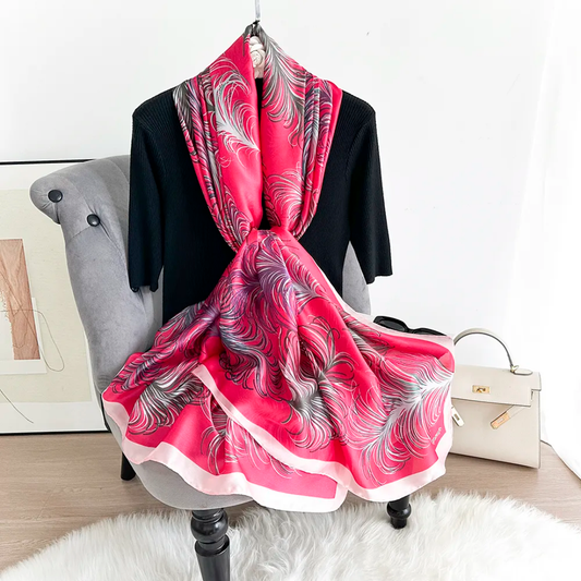 Ostrich Feathers Pink Silk Scarf
