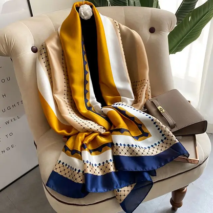 Mustard Exquisite Printed Silk Scarf